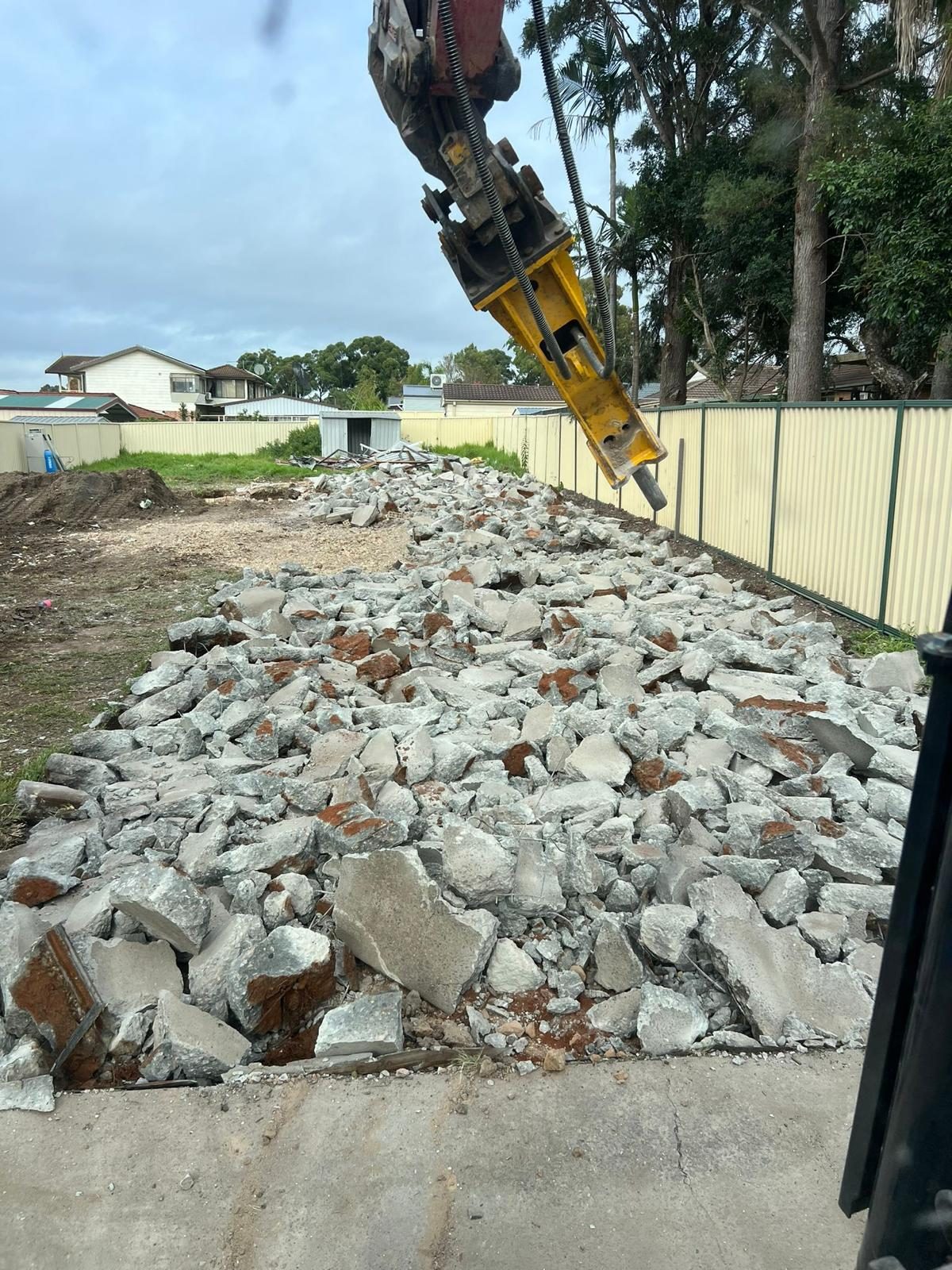 Concrete rubble stockpile
